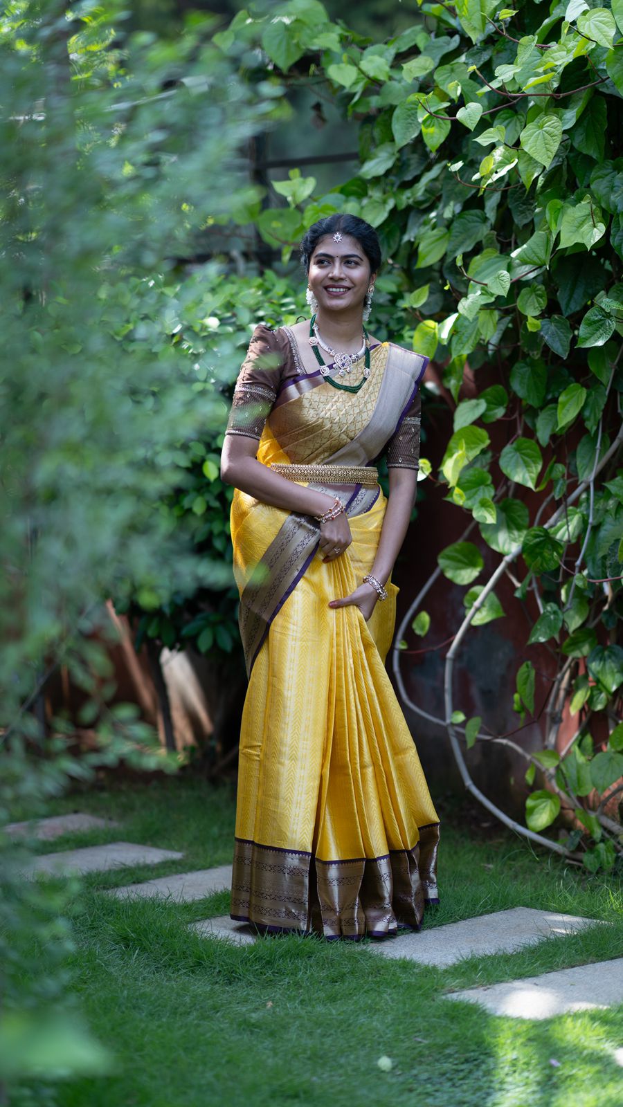 Timeless Grace  yellow saree