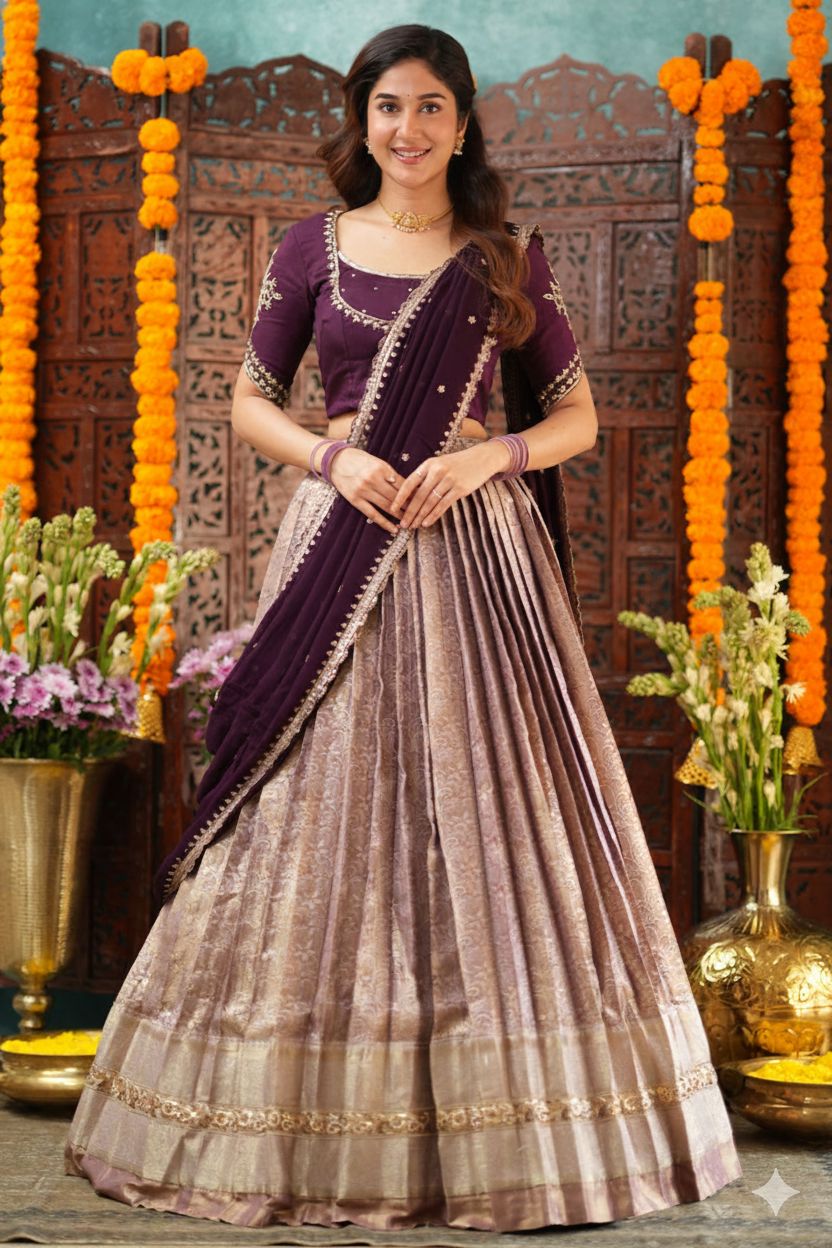 Russion Rich Wine Lehenga Set