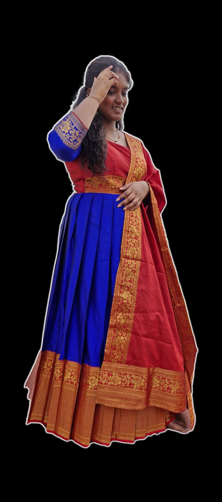 Royal Blue Maxi Dress With Dupatta