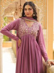 Georgette Yoke Embroidered A-Line Kurta Set