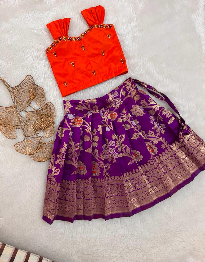 Orange and Purple Baby Lehenga