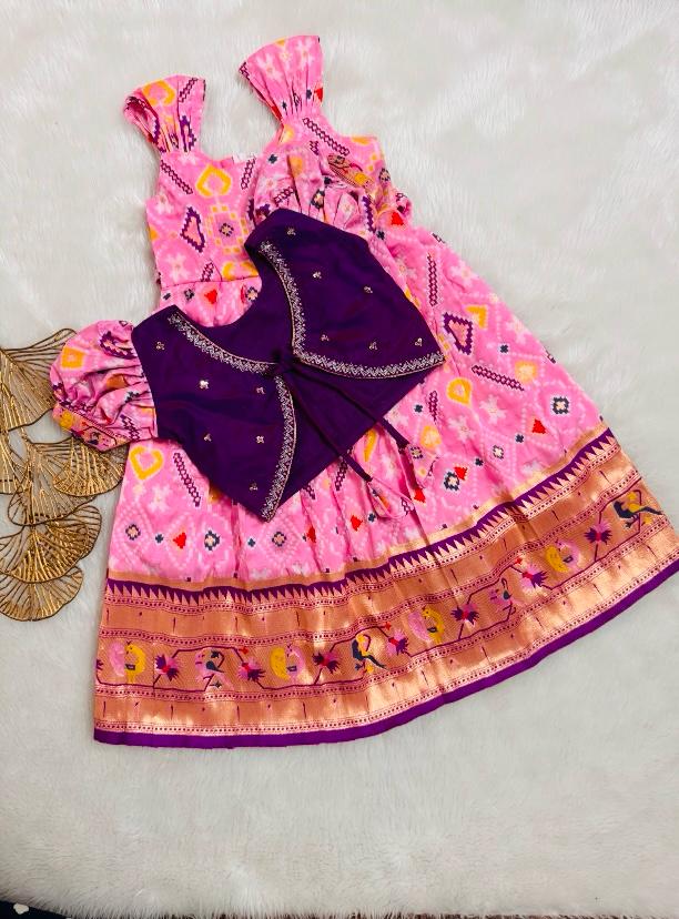 Pink and Purple Paithani Lehenga