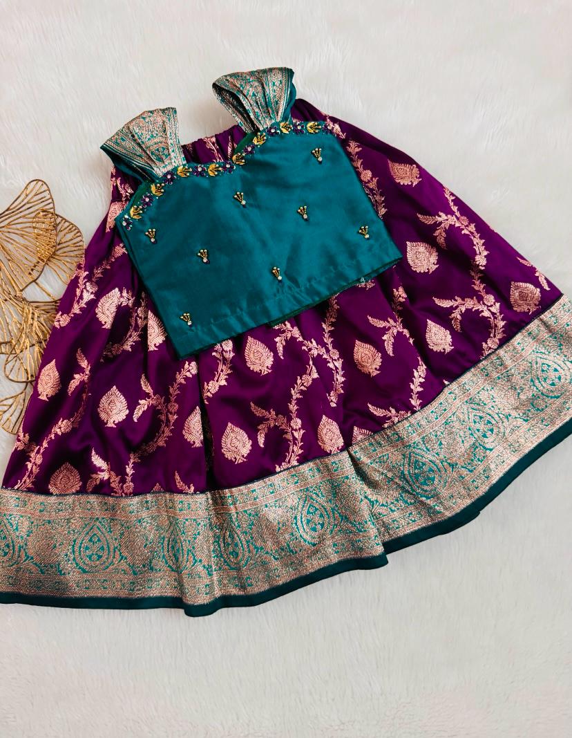 Baby Lehenga green and purple