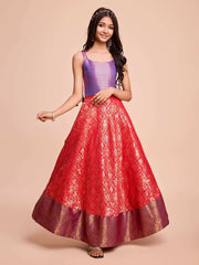 Kids CREAM color Silk Sleeveless ethnic dress