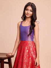 Kids CREAM color Silk Sleeveless ethnic dress