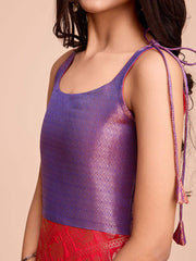 Kids CREAM color Silk Sleeveless ethnic dress