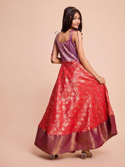 Kids CREAM color Silk Sleeveless ethnic dress