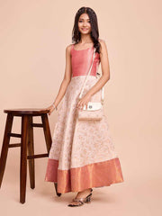 Kids CREAM color Silk Sleeveless ethnic dress