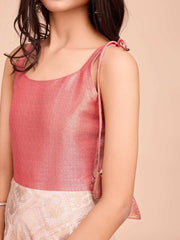 Kids CREAM color Silk Sleeveless ethnic dress