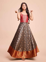 Kids CREAM color Silk Sleeveless ethnic dress