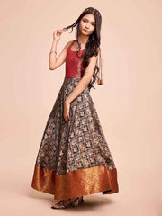 Kids CREAM color Silk Sleeveless ethnic dress