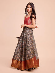 Kids CREAM color Silk Sleeveless ethnic dress