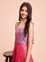 Kids CREAM color Silk Sleeveless ethnic dress