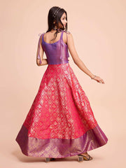 Kids CREAM color Silk Sleeveless ethnic dress