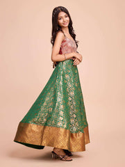 Kids CREAM color Silk Sleeveless ethnic dress
