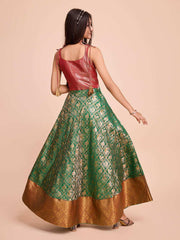 Kids CREAM color Silk Sleeveless ethnic dress