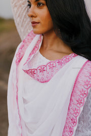 White and Pink Chikankari Georgette Anarkali