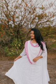 White and Pink Chikankari Georgette Anarkali