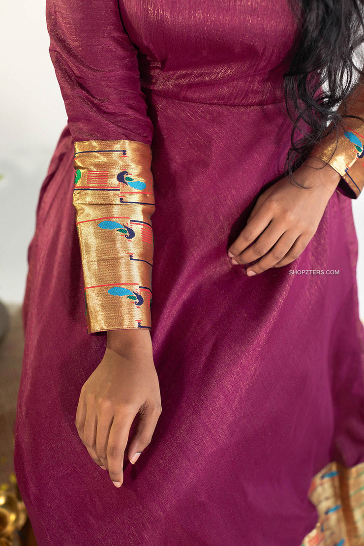 Maroon Paavai Silk Anarkali