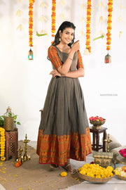 Grey Radha Silk Anarkali