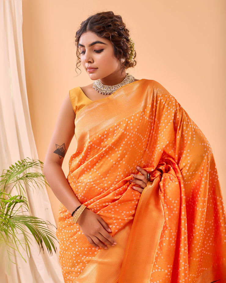 Adorable  Bandhej Paithani Saree