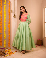 Kurunji Apple Green Semi Silk Dress