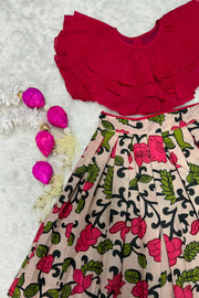Baby cherry red lehenga set