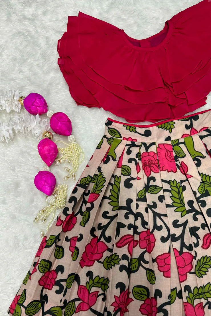 Baby cherry red lehenga set