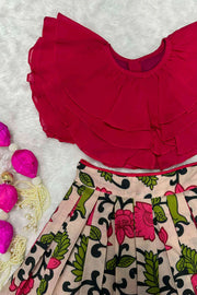 Baby cherry red lehenga set