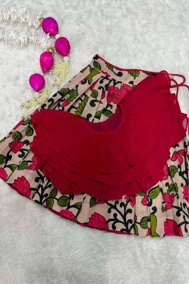 Baby cherry red lehenga set
