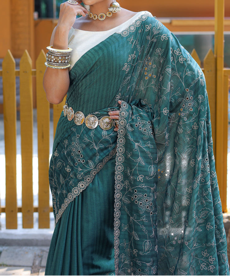 Pure Soft Silk Saree  With Cutwork Border