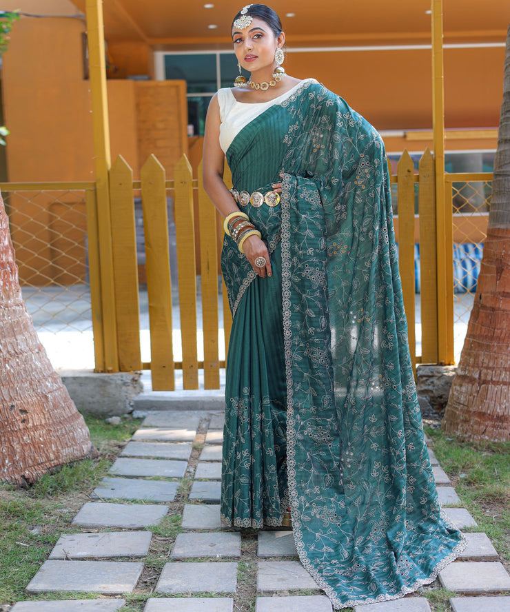 Pure Soft Silk Saree  With Cutwork Border