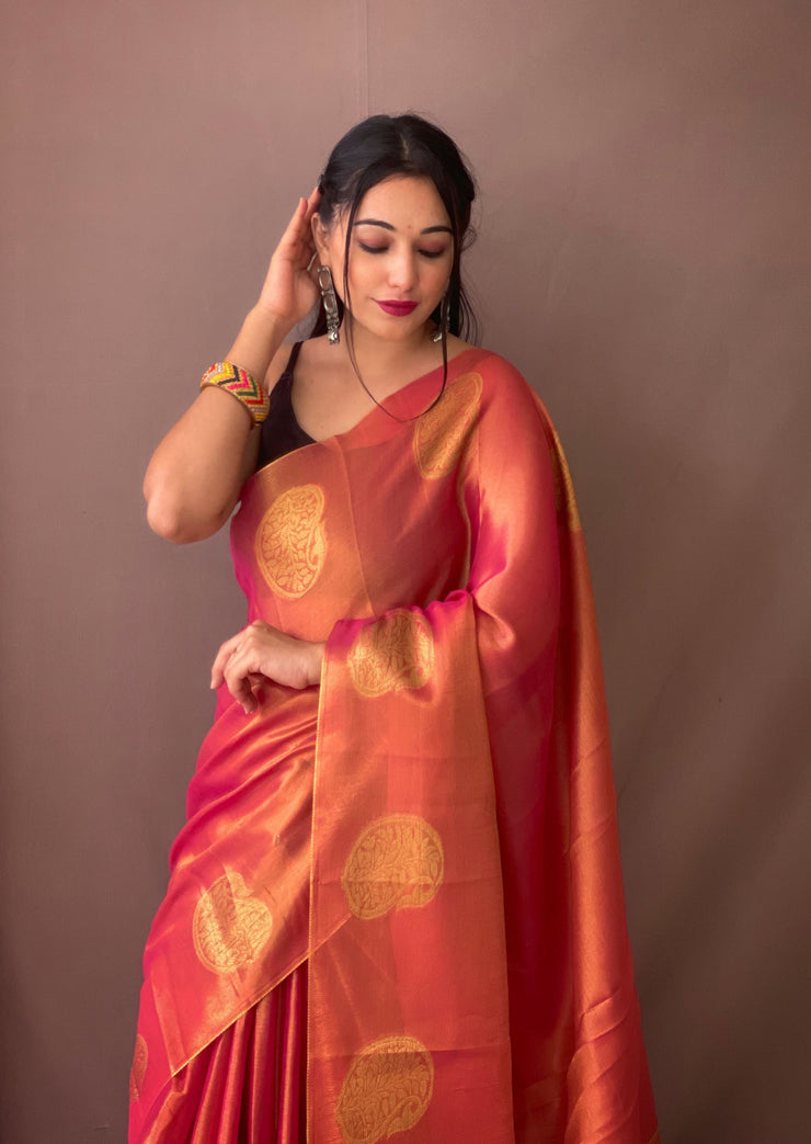 Tissue Silk Sarees with Zari Weaving