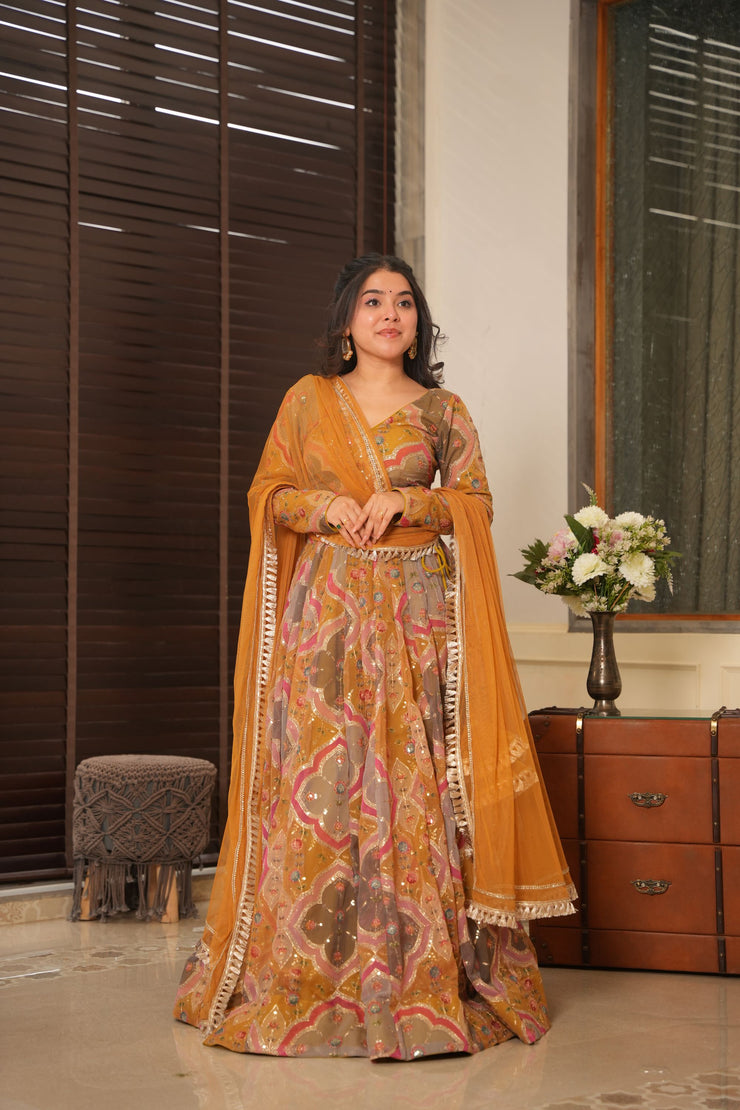 Dhanishta lehenga with Heavy  embroidery