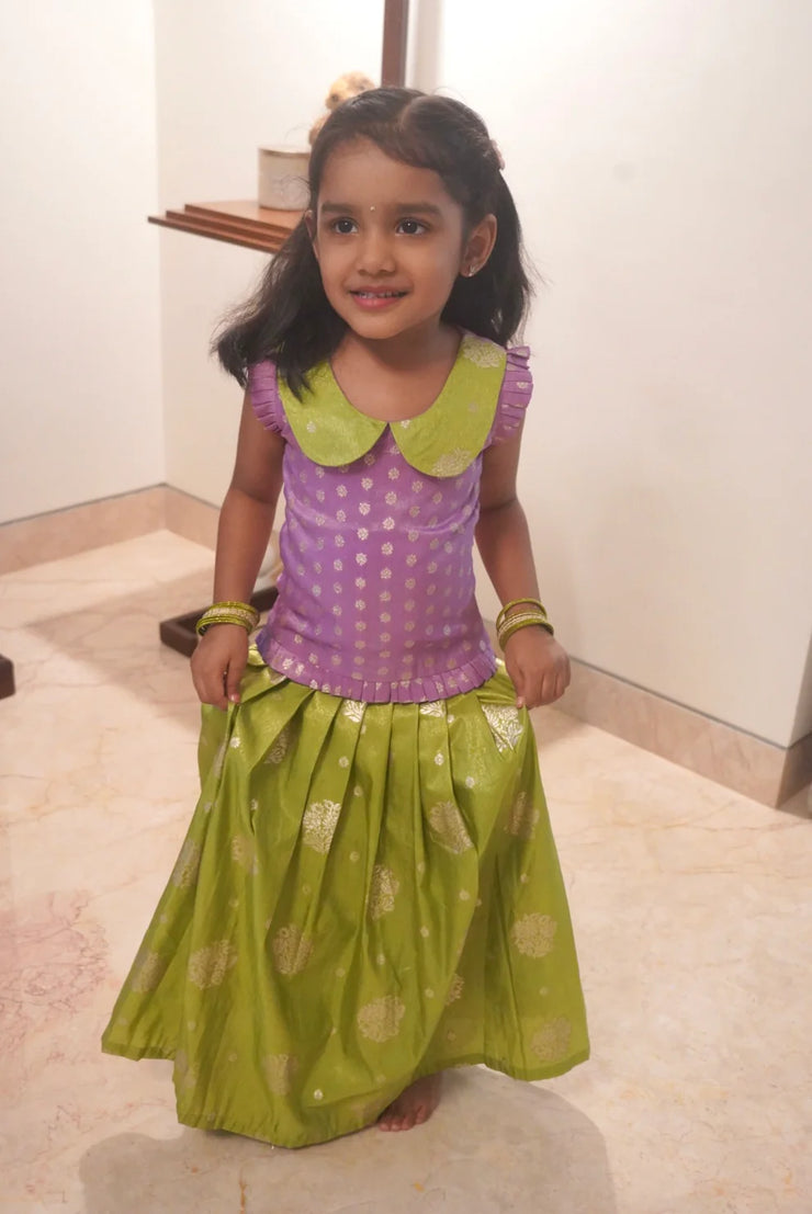 Green mini lehenga skirt
