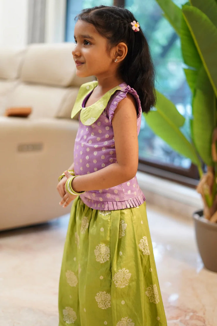 Green mini lehenga skirt