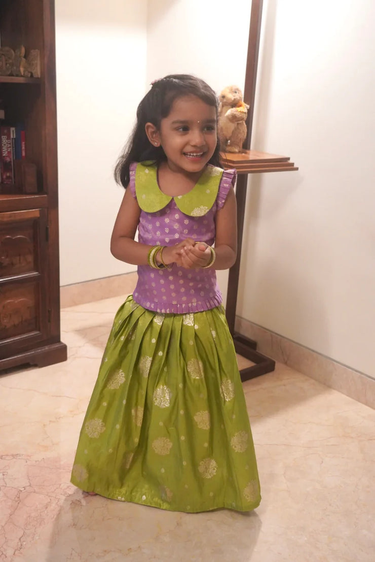 Green mini lehenga skirt