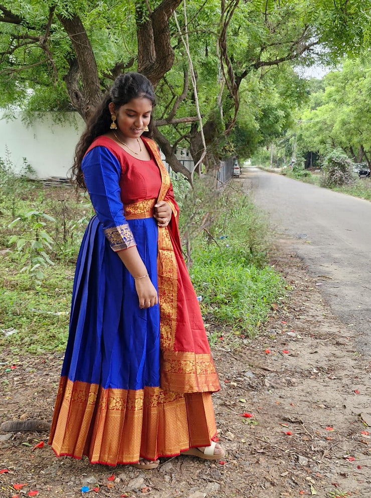 Royal Blue Maxi Dress With Dupatta