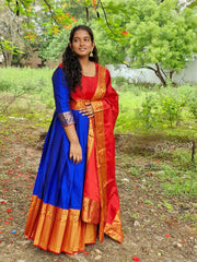 Royal Blue Maxi Dress With Dupatta