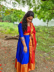 Royal Blue Maxi Dress With Dupatta