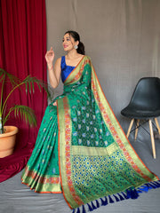 Katchi Patola Silk Saree With Meenakari Border