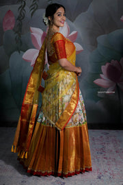 Ivory Kalamkari Silk Half Saree