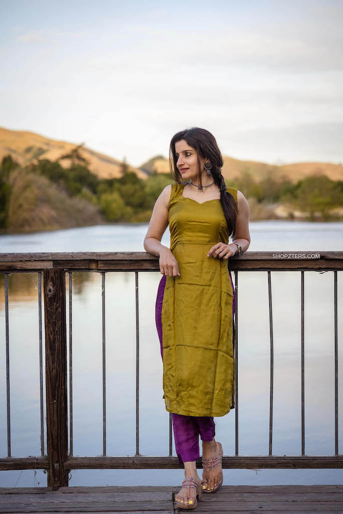 Olive Green Jute Silk top