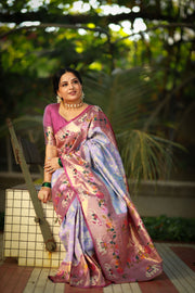 Paithani And Patola Fusion Saree With Meenakari Pallu