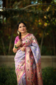 Paithani And Patola Fusion Saree With Meenakari Pallu