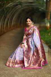 Paithani And Patola Fusion Saree With Meenakari Pallu