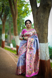 Paithani And Patola Fusion Saree With Meenakari Pallu