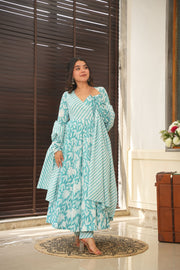 Full Sleeve Angrakha Style Cotton Suit Set