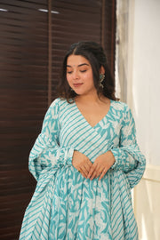 Full Sleeve Angrakha Style Cotton Suit Set