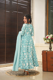 Full Sleeve Angrakha Style Cotton Suit Set